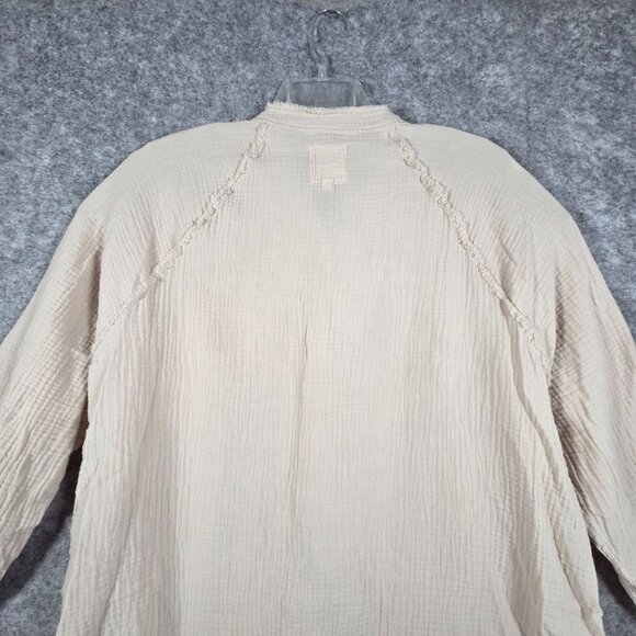 Aerie Gauze Boho Tunic Button Down Distressed Pool To Party Cream Size M - Picture 7 of 10